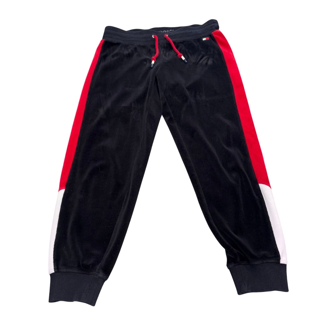 Vintage Side Stripe Joggers Sweatpants Women Medium Black Tommy Hilfiger Sport